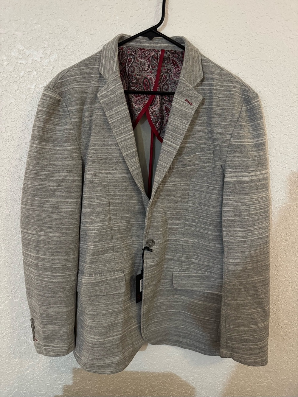 Men's Gray Blazer with Paisley Lining
